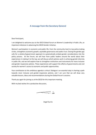 2
OECD High Level Global Forum on Public Governance
Women’s Leadership in Public Life
Fostering Diversity for Inclusive Gr...