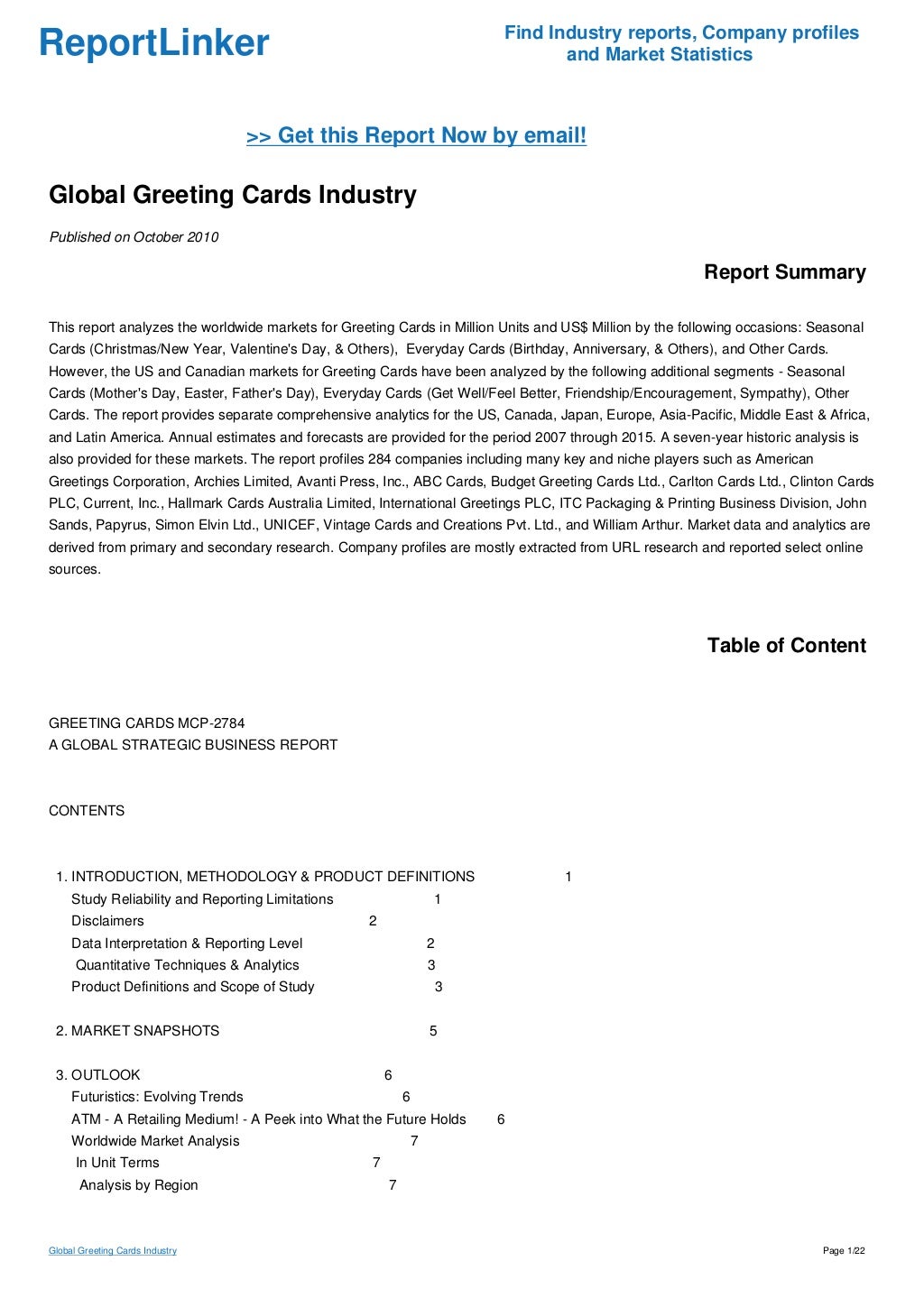 Global Greeting Cards Industry