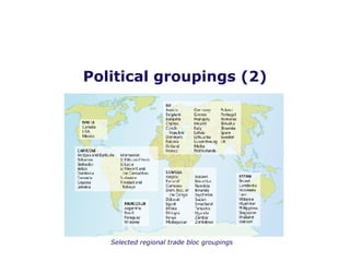 Political groupings (2) Selected regional trade bloc groupings 