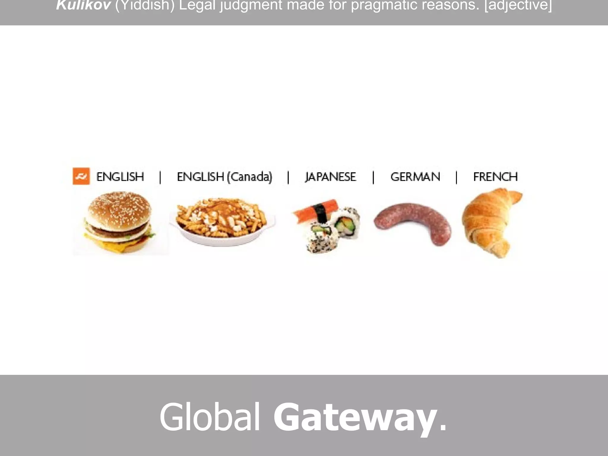 Global  Gateway . Kulikov  (Yiddish) Legal judgment made for pragmatic reasons. [adjective] 