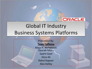 Global IT Industry Business Systems Platforms Presented By: Team Caffeine Maja H. Ahmetovic Gaurab Misra Saahil Goel Gina Ali Rahul Kapoor Alex Kelley 
