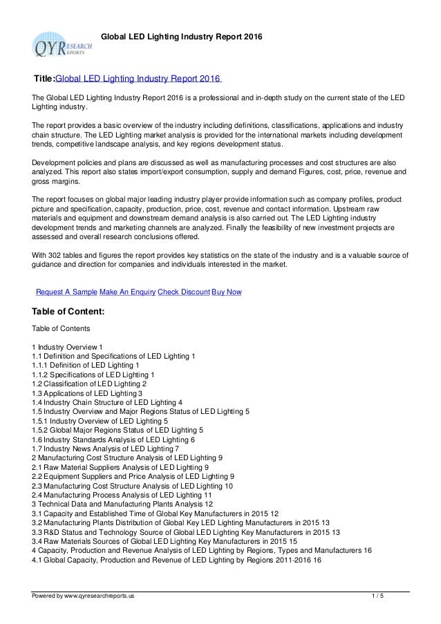 Detailed Examination Of Global Led Lighting Industry Report 2016