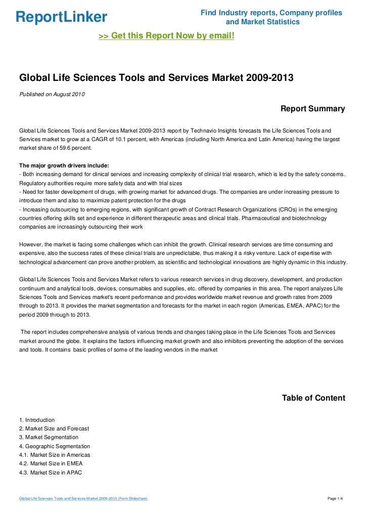 Global Life Sciences Tools and Services Market 20092013