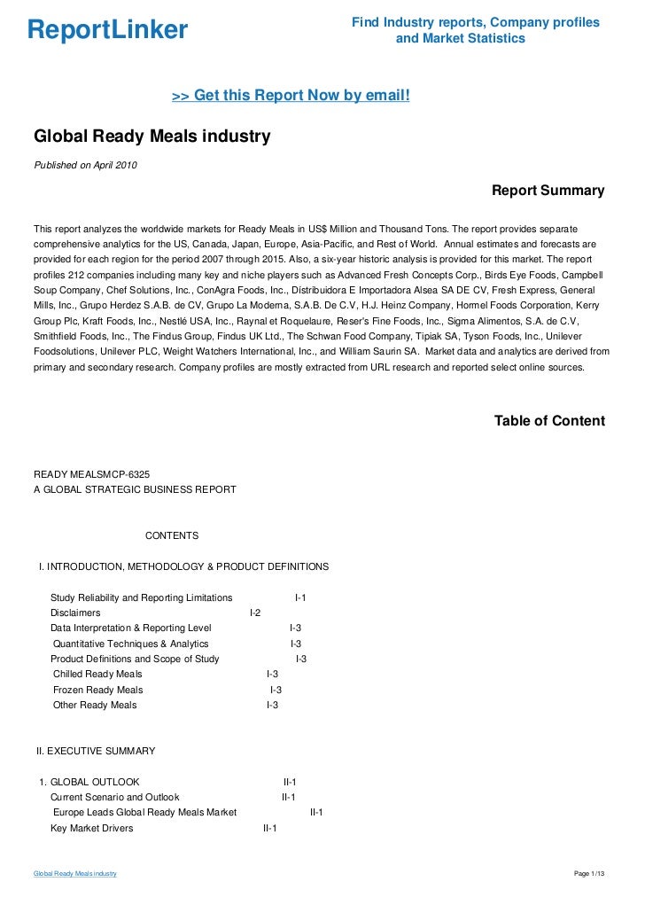Global Ready Meals industry
