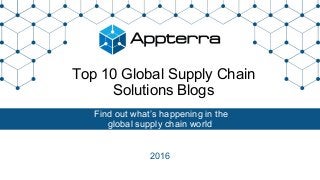 Top 10 Global Supply Chain
Solutions Blogs
2016
Find out what’s happening in the
global supply chain world
 
