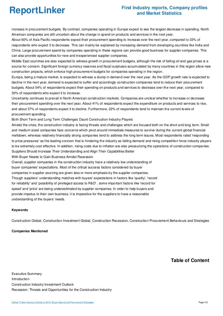 Global Timber Industry Outlook to 2010: Buyer Spend and Procurement S…