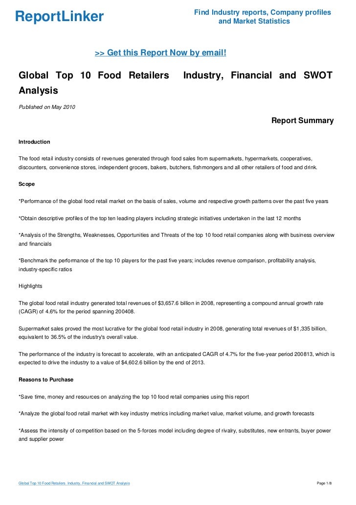 Global Top 10 Food Retailers Industry, Financial and SWOT ...
