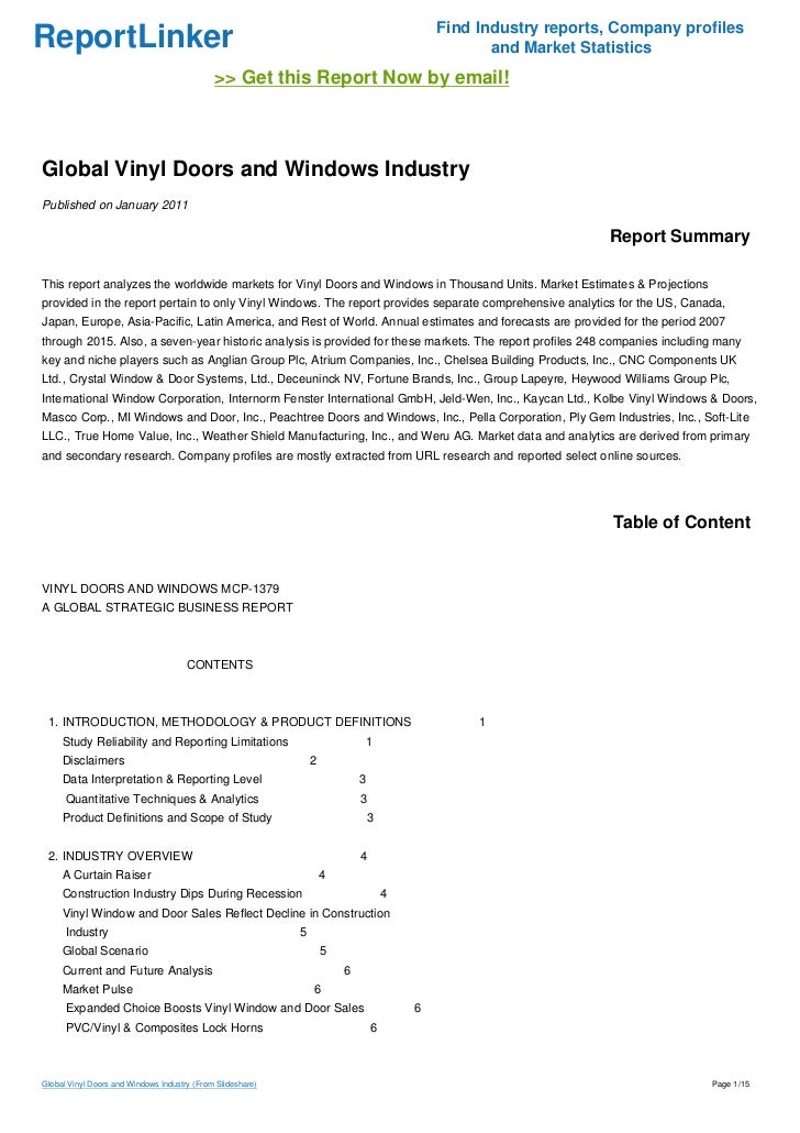 Global Vinyl Doors And Windows Industry