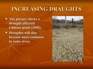 INCREASING DRAUGHTS The picture shows a drought affected Chinese pond (2005). Droughts will also become more common in some areas  