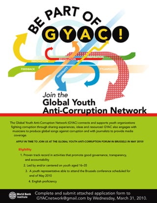 Global Youth Anti-Corruption Forum poster