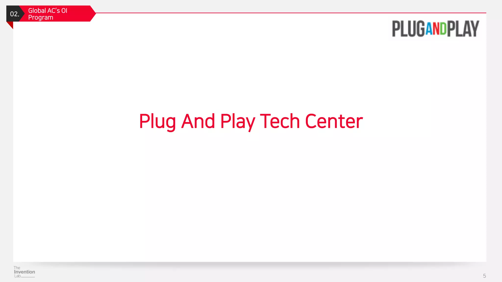 5
Plug And Play Tech Center
02.
Global AC’s OI
Program
 