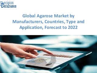Global Agarose Market by
Manufacturers, Countries, Type and
Application, Forecast to 2022
 