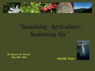 El Marqués de Tarrazú May 20th, 2008 “ Sustaining  Agriculture: Sustaining life” Nestl é  Team 