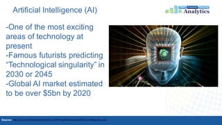Artificial Intelligence (AI)
-One of the most exciting
areas of technology at
present
-Famous futurists predicting
“Techno...
