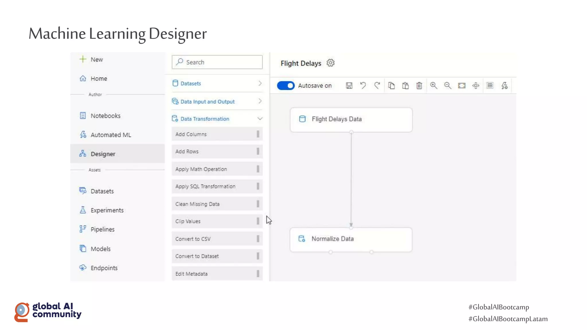 #GlobalAIBootcamp
#GlobalAIBootcampLatam
MachineLearningDesigner
 
