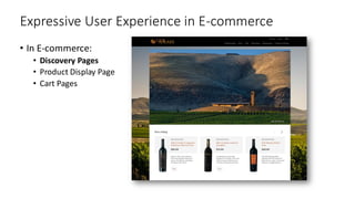 Expressive User Experience in E-commerce
• In E-commerce:
• Discovery Pages
• Product Display Page
• Cart Pages
 