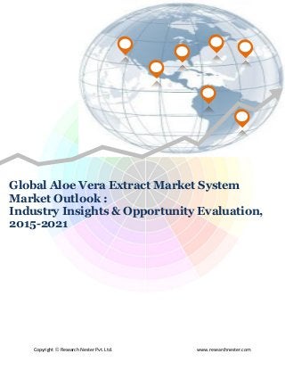 Copyright © Research Nester Pvt. Ltd. www.researchnester.com
Global Aloe Vera Extract Market System
Market Outlook :
Industry Insights & Opportunity Evaluation,
2015-2021
 