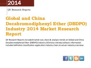 2014
QY Research Reports

Global and China
Decabromodiphenyl Ether (DBDPO)
Industry 2014 Market Research
Report
QY Research Reports included market size, share & analysis trends on Global and China
Decabromodiphenyl Ether (DBDPO) Industry 2014 also introduced basic information
included definition classification application industry chain structure industry overview

 