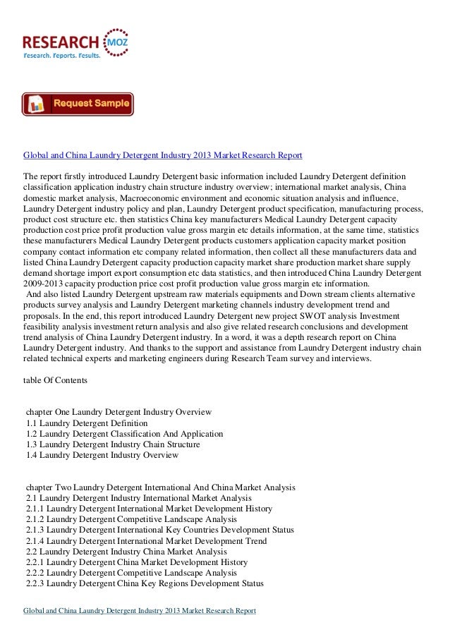 Global and China Laundry Detergent Industry 2013Industry Analysis Report