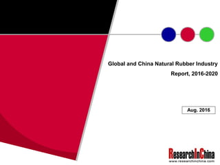 Global and China Natural Rubber Industry
Report, 2016-2020
Aug. 2016
 