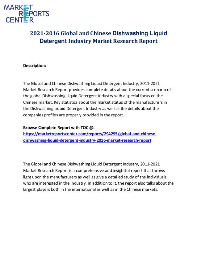 Global and chinese dishwashing liquid detergent industry