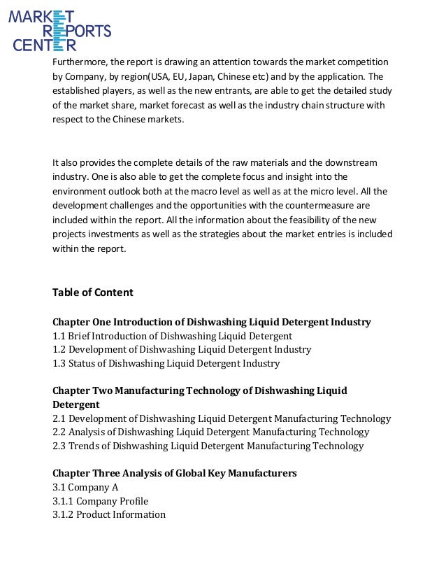 Global and chinese dishwashing liquid detergent industry