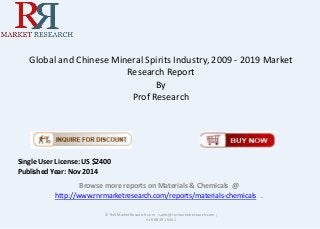Global and Chinese Mineral Spirits Industry, 2009 - 2019 Market
Research Report
By
Prof Research
Browse more reports on Materials & Chemicals @
http://www.rnrmarketresearch.com/reports/materials-chemicals .
© RnRMarketResearch.com ; sales@rnrmarketresearch.com ;
+1 888 391 5441
Single User License: US $2400
Published Year: Nov 2014
 