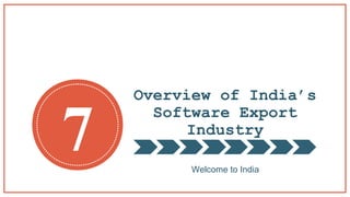 Overview of India’s
Software Export
Industry
Welcome to India
7
 