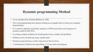Global and Local Sequence Alignment | PPTX
