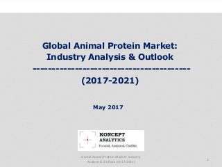 Global Animal Protein Market:
Industry Analysis & Outlook
-----------------------------------------
(2017-2021)
Industry Research by Koncept Analytics
1
May 2017
Global Animal Protein Market: Industry
Analysis & Outlook (2017-2021)
 