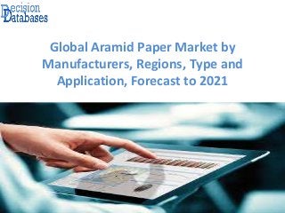 Global Aramid Paper Market by
Manufacturers, Regions, Type and
Application, Forecast to 2021
 