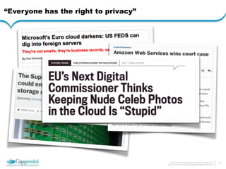 How do we architect for the connected economy 6 October 2014 
Arthur van den Boom | CTO Office | Capgemini Netherlands © 2014 
“Everyone has the right to privacy” 
7 
 