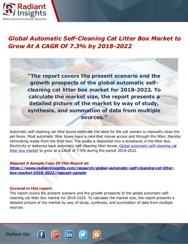 Global automatic self cleaning cat litter box market to grow at a cagr of 7.3 by 20182022