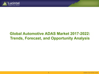 Global Automotive ADAS Market 2017-2022:
Trends, Forecast, and Opportunity Analysis
1
 