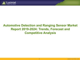 Automotive Detection and Ranging Sensor Market
Report 2019-2024: Trends, Forecast and
Competitive Analysis
1
 