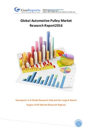 1
Global Automotive Pulley Market
Research Report2016
Gosreports is A Global Research Hub and the Largest Search
Engine of All Market Research Reports
 