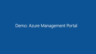 Demo: Azure Management Portal
 