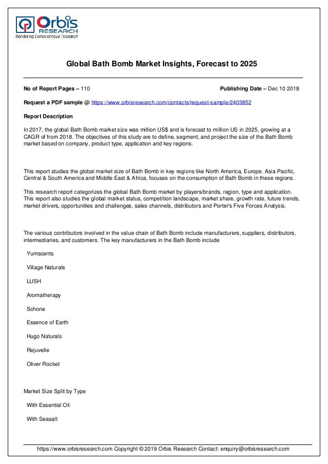 Global Bath Bomb Market Overview and Regional Outlook Study 20192025