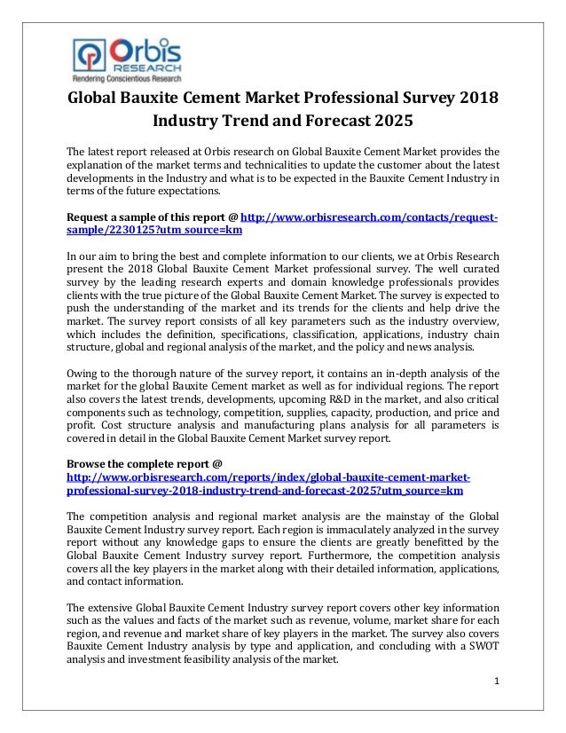 global bauxite cement market professional survey 2018 industry trend
