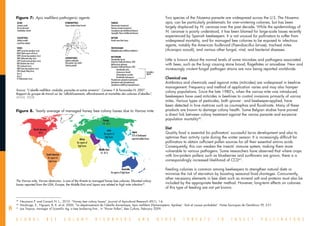 Figure 7:	 Apis mellifera pathogenic agents                                                                                                                             Two species of the Nosema parasite are widespread across the U.S. The Nosema
    ACARI                                                   HYMENOPTERA                                      FUNGUS                                                         apis, can be particularly problematic for over-wintering colonies, but has been
    Acarapis woodi                                          Vespa velutina (Asian hornet)                    Nosema apis (nosemosis)
    Varroa destructor                                                                                        Nosema ceranae (nosemosis)                                     largely displaced by N. ceranae over the past decade. While the epidemiology of
    Tropilaelaps clareae                                                                                     Ascosphaera apis (chalkbrood disease)
                                                                                                             Aspergillus flavus (chalkbrood disease)
                                                                                                                                                                            N. ceranae is poorly understood, it has been blamed for large-scale losses recently
    COLEOPTERA                                                                                               DIPTERE
                                                                                                                                                                            experienced by Spanish beekeepers. It is not unusual for pollinators to suffer from
    Aethina tumida                                                                                           Braula caeca (bee louse)                                       widespread mortality, and for managed bee colonies to be exposed to infectious
    (small hive beetle)
                                                                                                                                                                            agents, notably the American foulbrood (Paenibacillus larvae), tracheal mites
    VIRUS                                                                                                    PROTOZOAIRE
    ABPV (acute bee paralysis virus)                                                                         Malpighamoeba mellificae (amibiosis)                           (Acarapis woodi), and various other fungal, viral, and bacterial diseases.
    BQCV (black queen cell virus)
    CBPV (chronic bee paralysis virus)                                                                       BACTERIUM
    DWV (deformed wing virus)                               LEPIDOPTERES
    IAPV (Israeli acute paralysis virus)                    Galleria mellonella
                                                                                                             Paenibacillus larvae
                                                                                                             (American foolbrood disease, AFB)
                                                                                                                                                                            Little is known about the normal levels of some microbes and pathogens associated
                                                            (the greater wax moth)
    KBV (Kashmir bee virus)
    SBV (sacbrood virus)                                    Achroea grisella                                 Melissococcus plutonius                                        with bees, such as the fungi causing stone brood, flagellates or amoebae. New and
                                                                                                             (European foolbrood disease, EFB)
    SBPV (slow bee paralysis virus)
    CWV (cloudy Wing Virus)
                                                                                                                    Paenibacillus alvei                                     increasingly virulent fungal pathogen strains are now being reported worldwide.
                                                                                                                    Enterococcus faecalis                   Secondary
    Virus X                                                                                                         Achromobacter eurydice                  Agents
    Virus Y
    FV (filamentous virus)
                                                                                                                    Brevibacillus laterosporus
                                                                                                             Pseudomonas apiseptica (septicaemia)
                                                                                                                                                                            Chemical use
                                                                                                             Spiroplasma apis (spiroplasmosis)
                                                                                                             Spiroplasma melliferum (spiroplasmosis)
                                                                                                                                                                            Antibiotics and chemicals used against mites (miticides) are widespread in beehive
                                                                                                                                                                            management. Frequency and method of application varies and may also hamper
    Source: “L’abeille mellifère: maladie, parasites et autres ennemis”, Coineau Y & Fernandez N, 2007.
    Rapport du groupe de travail sur les “affaiblissements, effondrements et mortalités des colonies d’abeilles”,
                                                                                                                                                                            colony populations. Since the late 1980’s, when the varroa mite was introduced,
    AFSSA, 2008                                                                                                                                                             beekeepers have used miticides in beehives to control invasions primarily of varroa
                                                                                                                                                                            mites. Various types of pesticides, both grower - and beekeeper-applied, have
                                                                                                                                                                            been detected in hive matrices such as coumaphos and fluvalinate. Many of these
    Figure 8.	 Yearly average of managed honey bee colony losses due to Varroa mite                                                                                         products are known to damage colony health. Some Belgian studies have proved
                                                                                                                                                                            a direct link between colony treatment against the varroa parasite and excessive
                                                                                                 Europe                                                                     population mortality40.
                                                                                                1.8 - 53 %

                             North America                                                                                                                                  Diet
                                                                                                      Asia
                                 ~30 %                                                            No reports of
                                                                                                                                          Japan                             Quality food is essential for pollinators’ successful larva development and also to
                                                                                                                                          25% of beekeepers
                                                                               Africa
                                                                                                   high losses
                                                                                                                                          reported sudden losses            optimise their activity cycle during the winter season. It is increasingly difficult for
                                                                            No reports of                                                                                   pollinators to obtain sufficient pollen sources for all their essential amino acids.
                                                                             high losses                                                                                    Consequently, this can weaken the insects’ immune system, making them more
                                                                                             Middle East
                                                                                              10 - 85 %
                                                                                                                                                                            vulnerable to various pathogens. Some researchers have observed that where crops
                                           South America                                                                                                                    with low-protein pollens such as blueberries and sunflowers are grown, there is a
                                            No reports of
                                             high losses                                                                                                                    correspondingly increased likelihood of CCD41.

                                                                                                                           Australia                                        Feeding colonies is common among beekeepers to strengthen natural diets or
                                                                                                             No reports of high losses
                                                                                                                                                                            minimise the risk of starvation by boosting seasonal food shortages. Concurrently,
                                                                                                                                                                            other necessary elements in bee diets such as mineral salt and proteins must also be
    The Varroa mite, Varroa destructor, is one of the threats to managed honey bee colonies. Elevated colony
    losses reported from the USA, Europe, the Middle East and Japan are related to high mite infection39.                                                                   included by the appropriate feeder method. However, long-term effects on colonies
                                                                                                                                                                            of this type of feeding are not yet known.

    __________________________________
    39
      	 Neumann P. and Carreck N. L., 2010. “Honey bee colony losses”, Journal of Apicultural Research 49(1): 1-6.
      	 Haubruge, E., Nguyen, B. K. et al. 2006. “Le dépérissement de l’abeille domestique, Apis mellifera (Hymenoptera: Apidae) : faits et causes probables”. Notes fauniques de Gembloux 59, 3-21.
8
    40

    41
       	 Joe Traynor, manager of Scientific Ag, a bee brokering firm , in “Power Pollen”, Bee Culture, February 2009.


    G L O B A L                              B E E          C O L O N Y                     D I S O R D E R S                                          A N D            O T H E R      T H R E A T S         T O      I N S E C T        P O L L I N A T O R S
 
