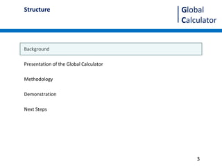 Global
Calculator
Background
Presentation of the Global Calculator
Methodology
Demonstration
Next Steps
Structure
3
 