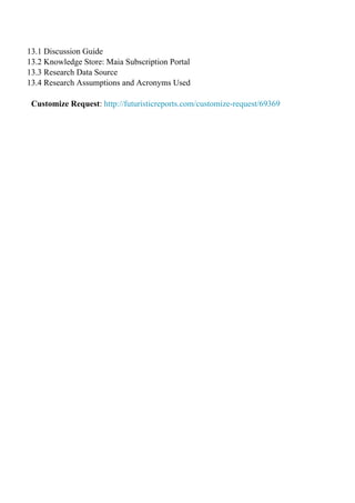 13.1 Discussion Guide
13.2 Knowledge Store: Maia Subscription Portal
13.3 Research Data Source
13.4 Research Assumptions and Acronyms Used
Customize Request: http://futuristicreports.com/customize-request/69369
Powered by TCPDF (www.tcpdf.org)
 