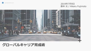 www.bluevisioninc.com
グローバルキャリア育成術
+
2019年7月9日
藤本 光 / Hikaru Fujimoto
 