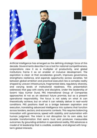 Global CEO, PRS International Group of Companies. AI Global Aspirations ...