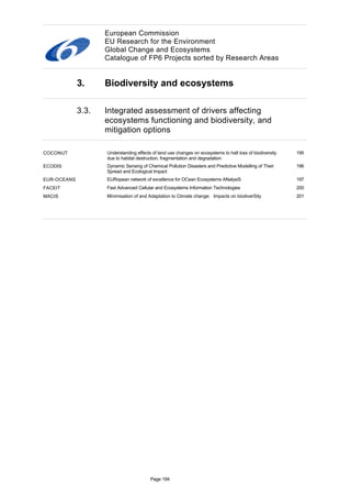 Global change and ecosystems   eu research for the environment