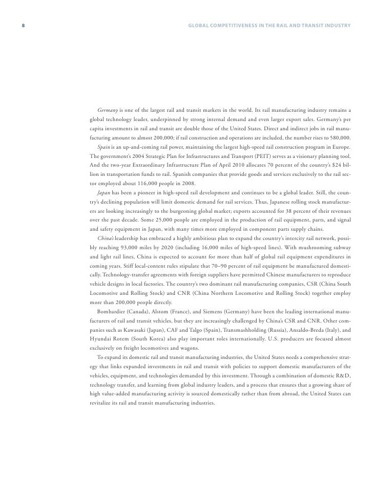 Global Competitiveness In Railway And Mass Transit