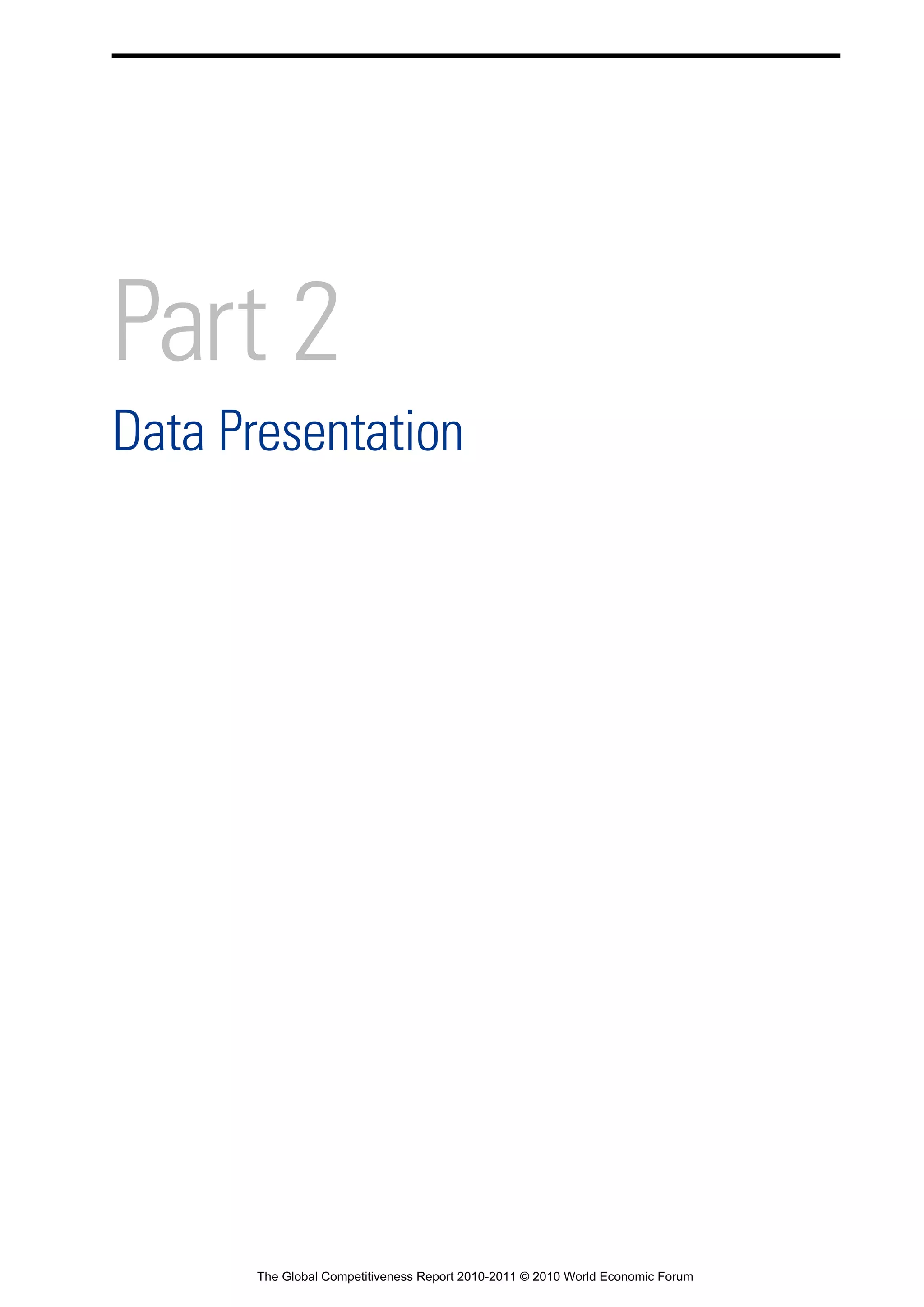 Part 2
Data Presentation




       The Global Competitiveness Report 2010-2011 © 2010 World Economic Forum
 