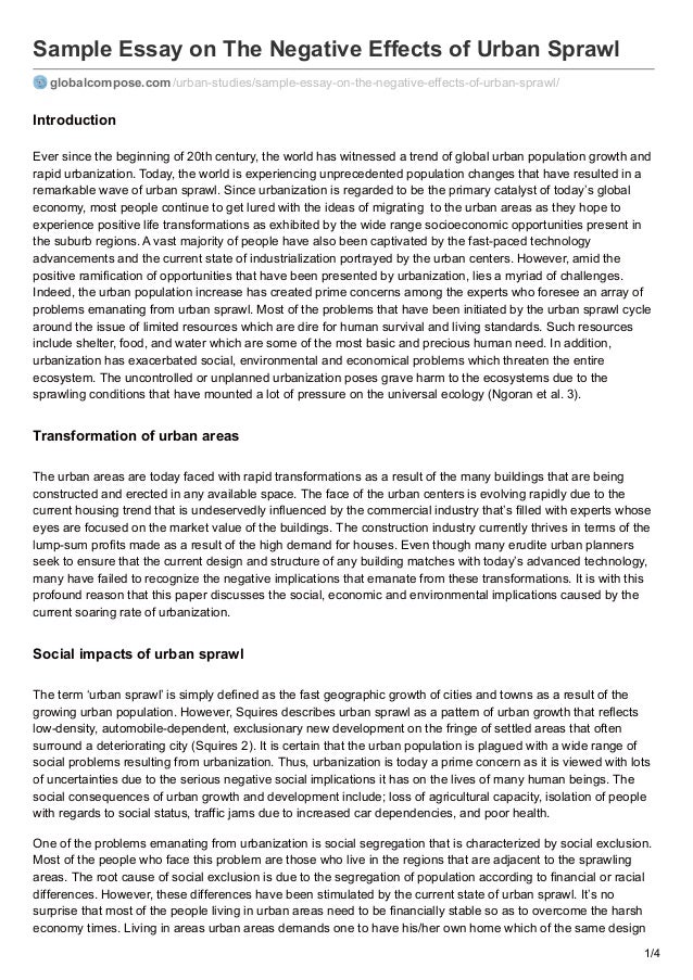 essay about urban sprawl