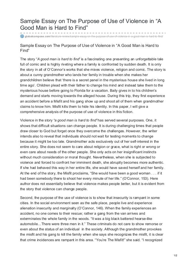 Essay on a good man is hard to find