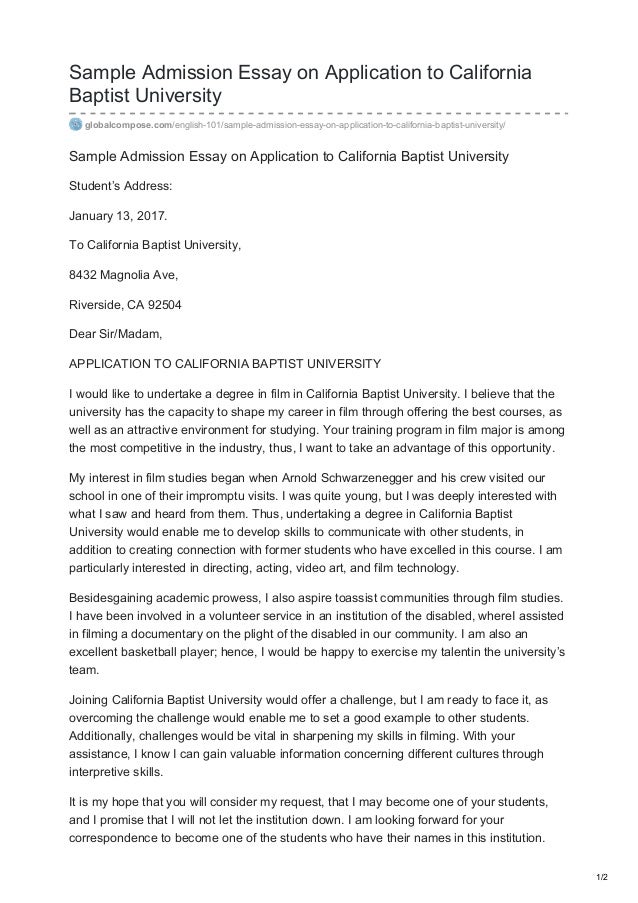 globalcompose com sample admission essay on application to california sample admission essay